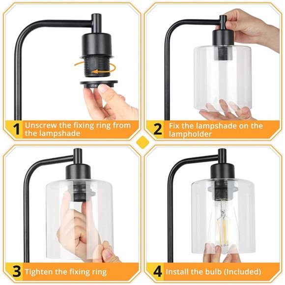 2-Pack Industrial Touch Control Table Lamp, 3 Way Dimmable 2 USB Charging Ports - Picture 5 of 5